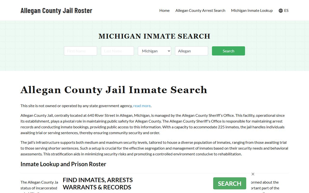 Allegan County jail mugshots portal and inmate search
