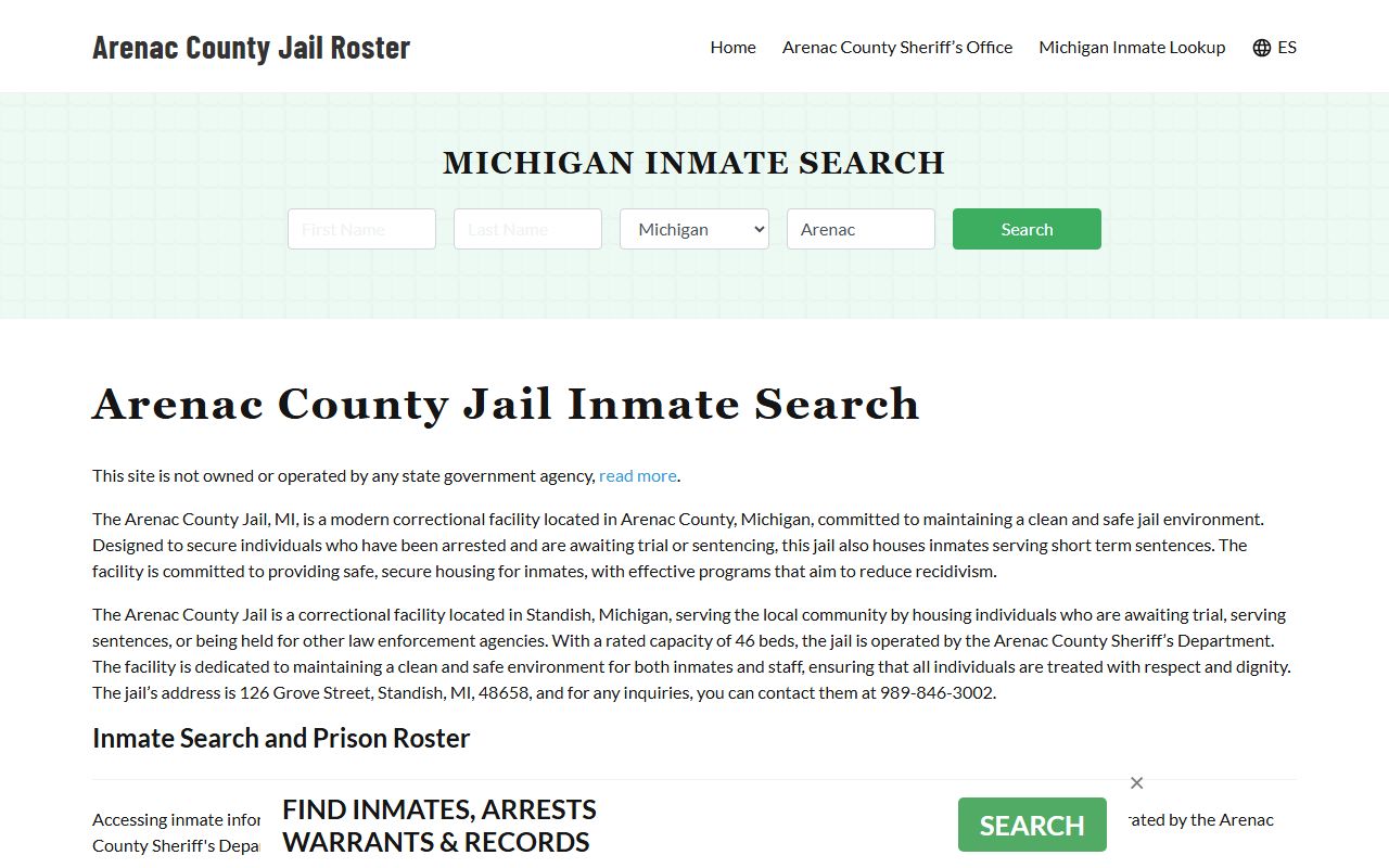 Arenac County jail mugshots facility information