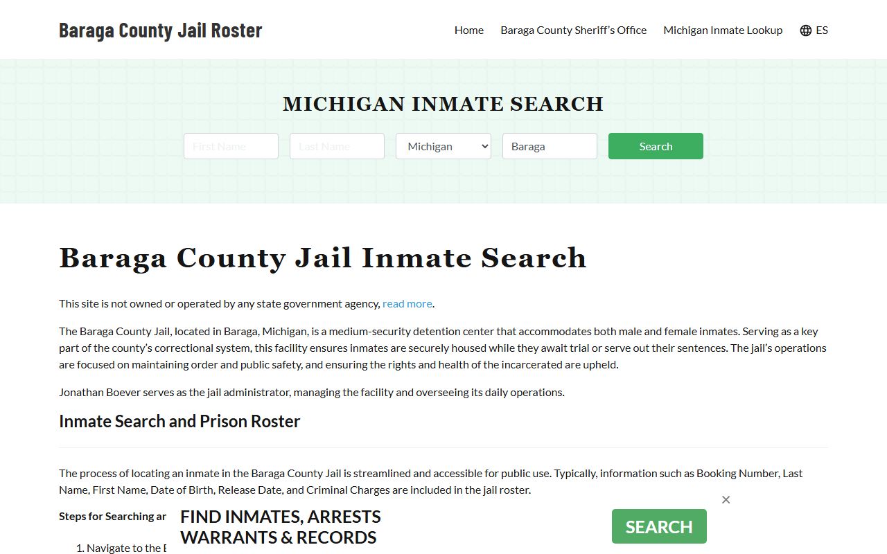 Baraga County jail mugshots facility information