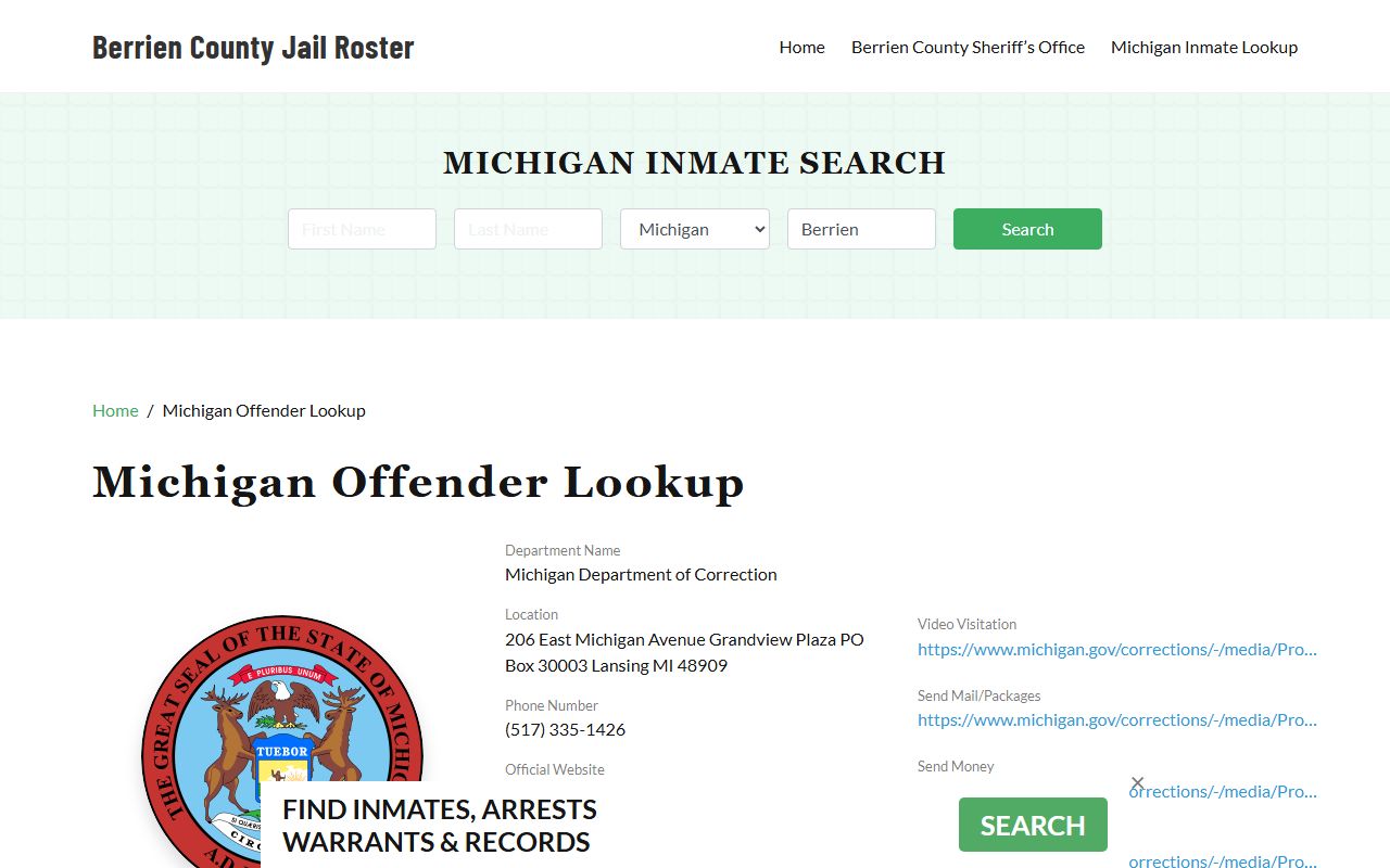 Berrien County jail mugshots third-party search