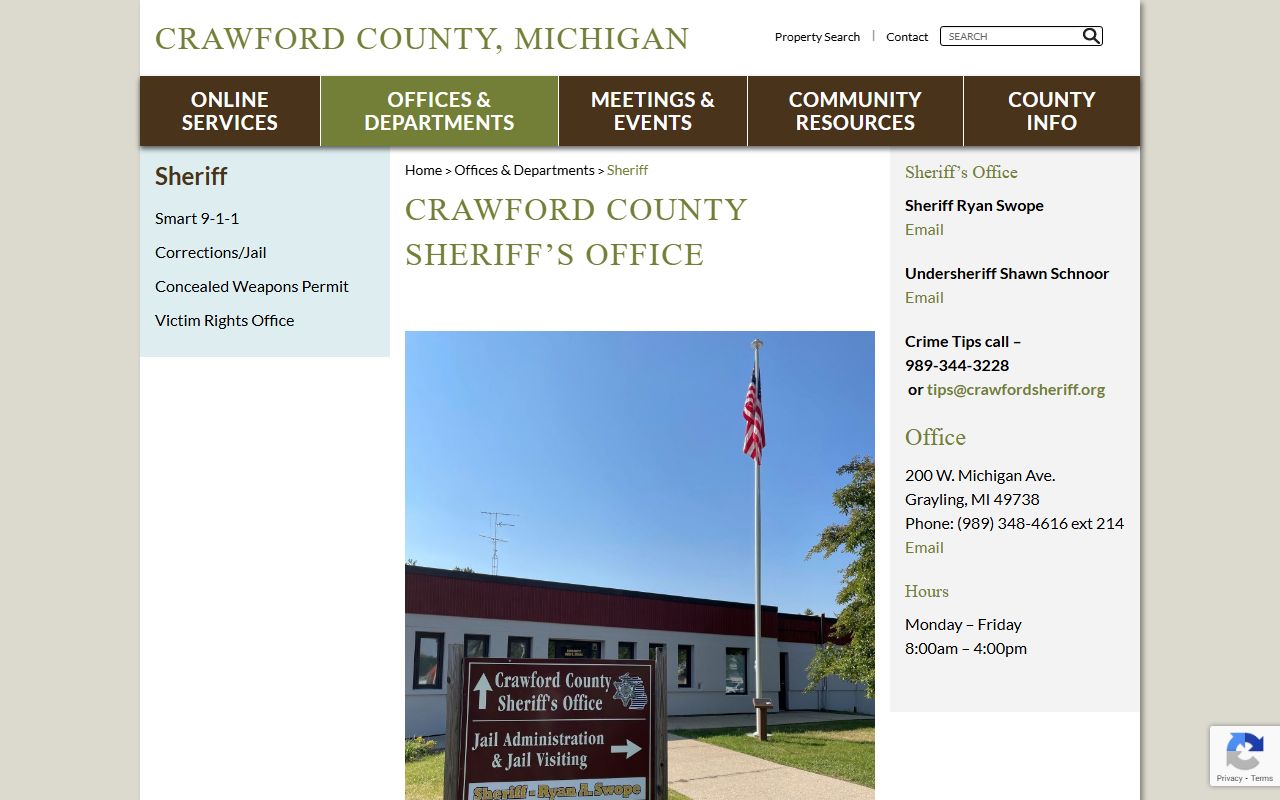 Crawford County jail mugshots sheriff office page