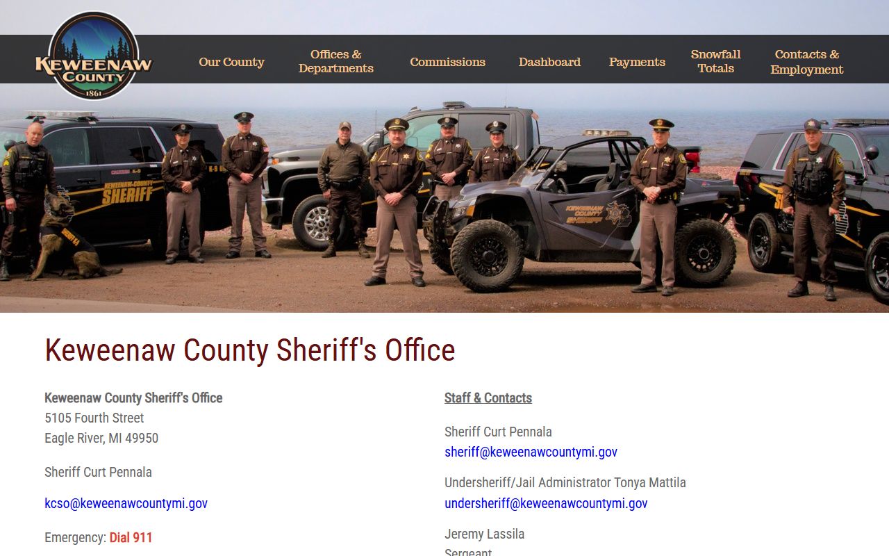 Keweenaw County jail mugshots Sheriff's Office website