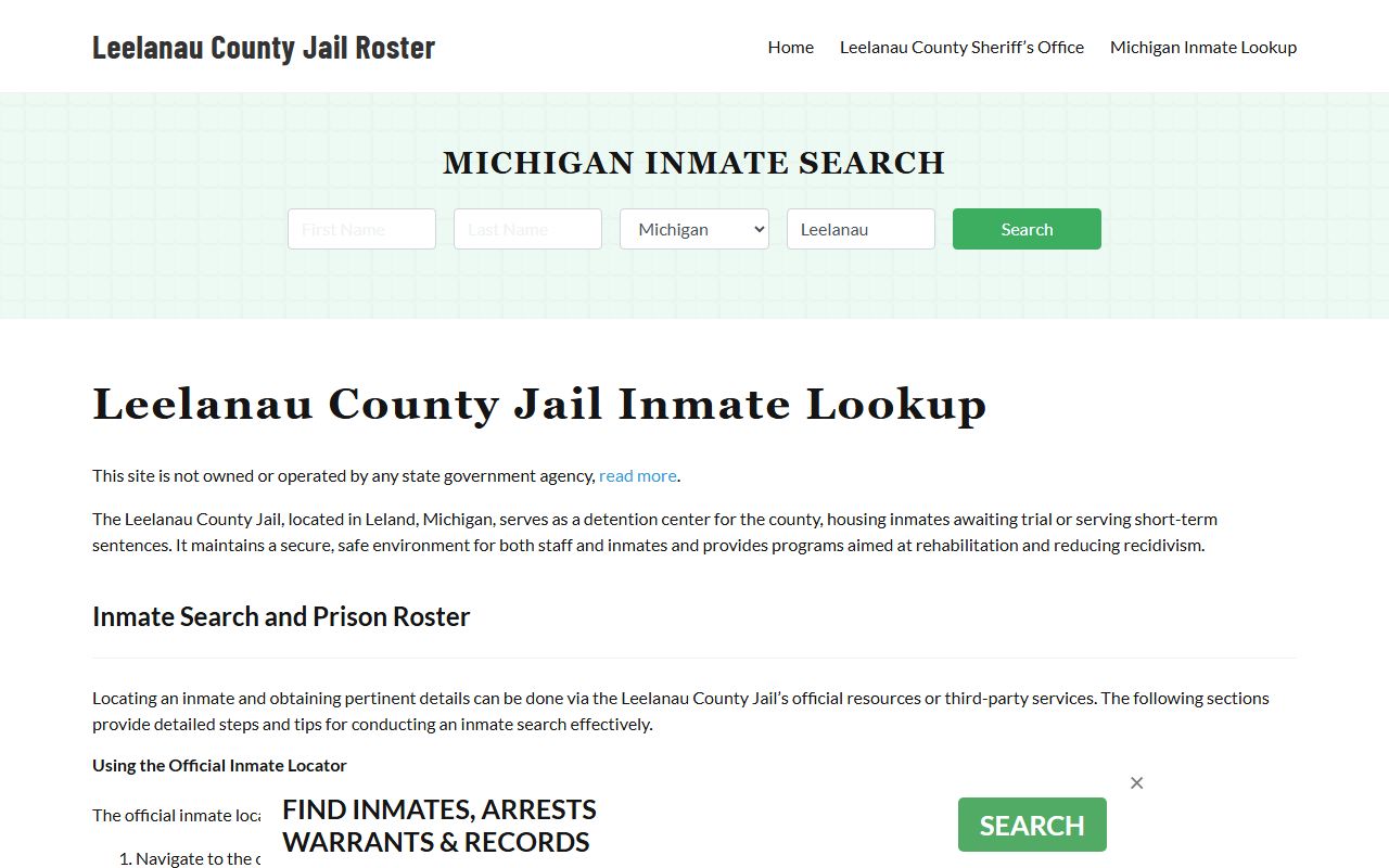 Leelanau County jail mugshots information page