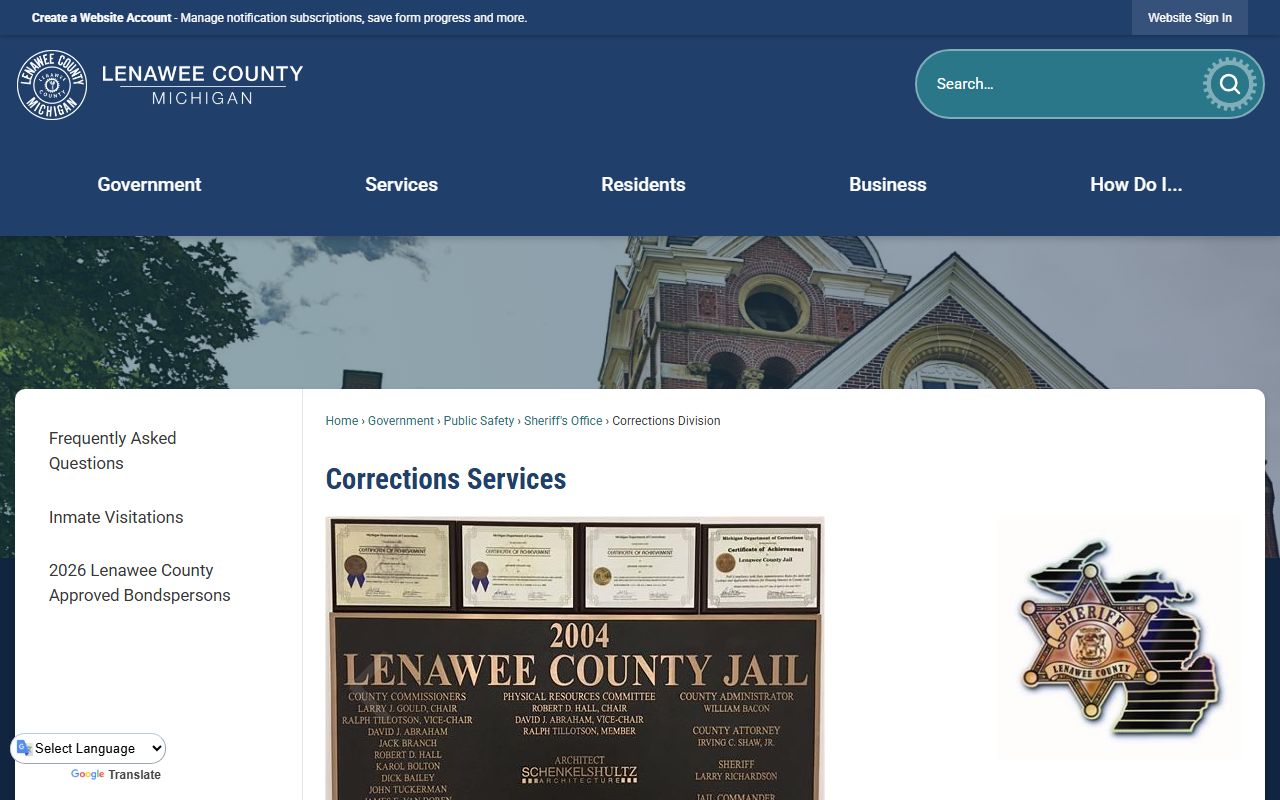 Lenawee County jail mugshots corrections division