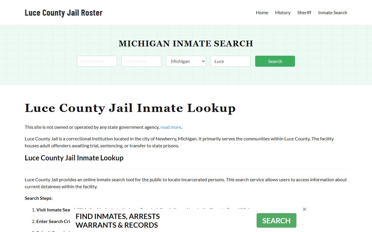 Luce County jail mugshots information page