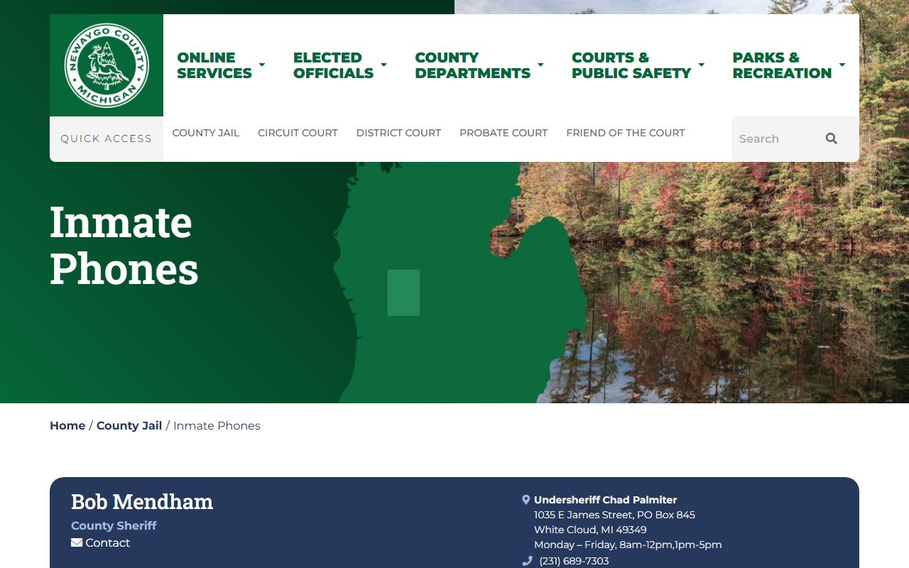 Newaygo County jail mugshots inmate phone information