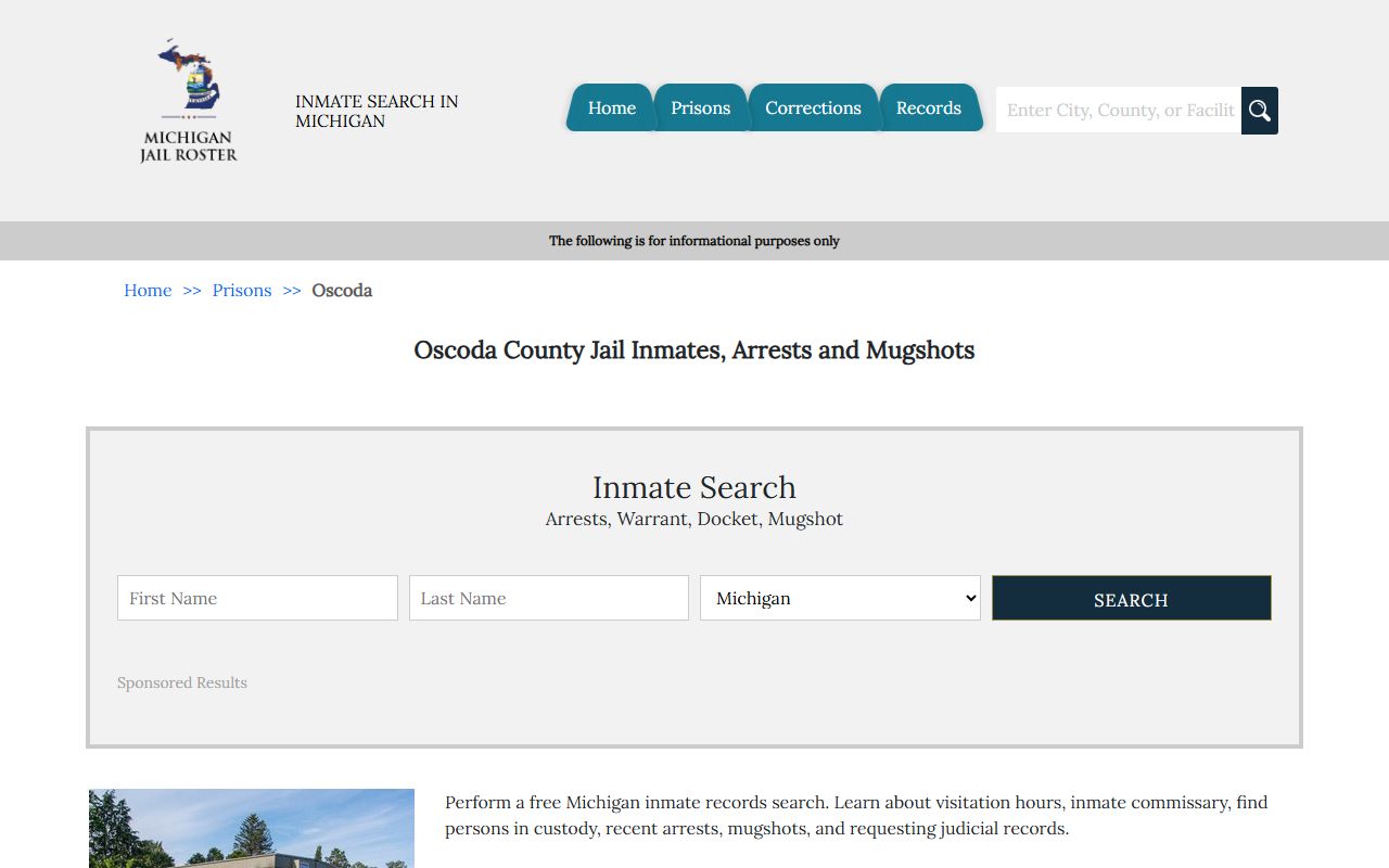 Oscoda County jail mugshots search