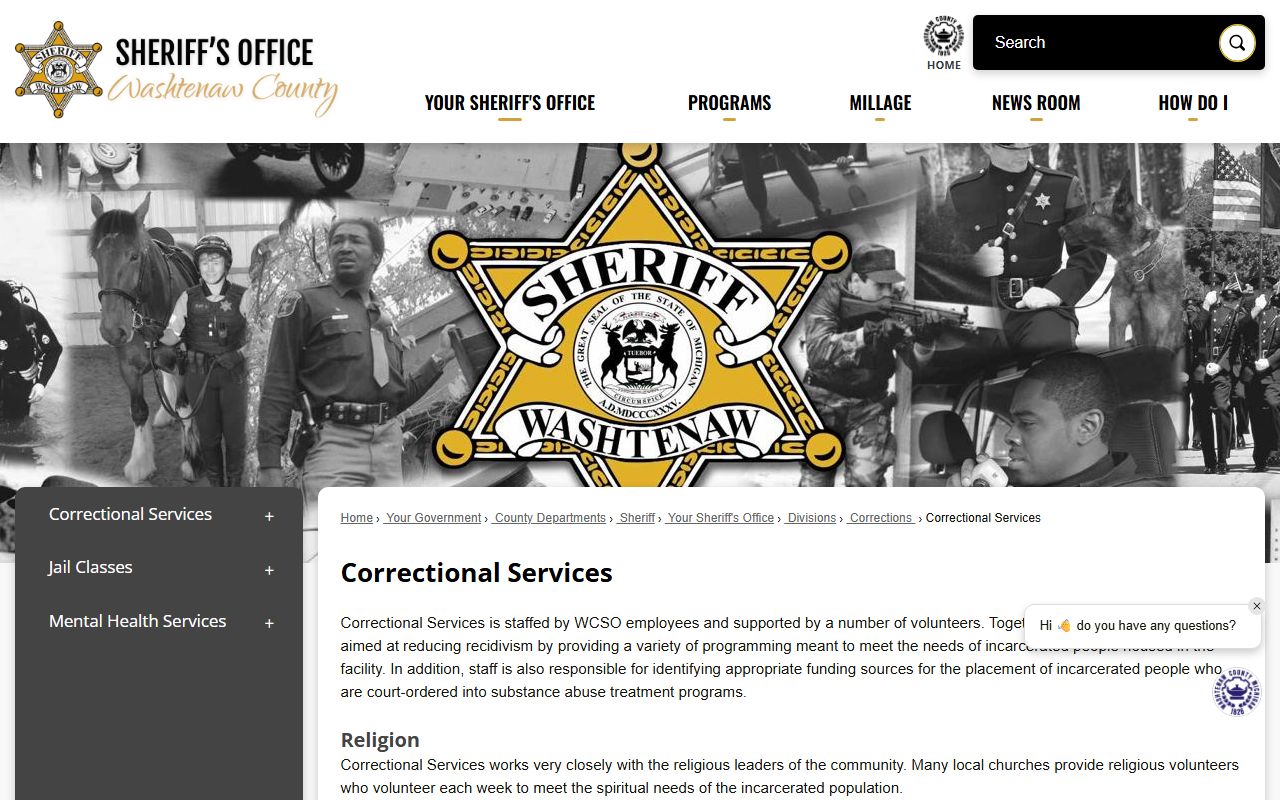 Washtenaw County jail mugshots correctional services