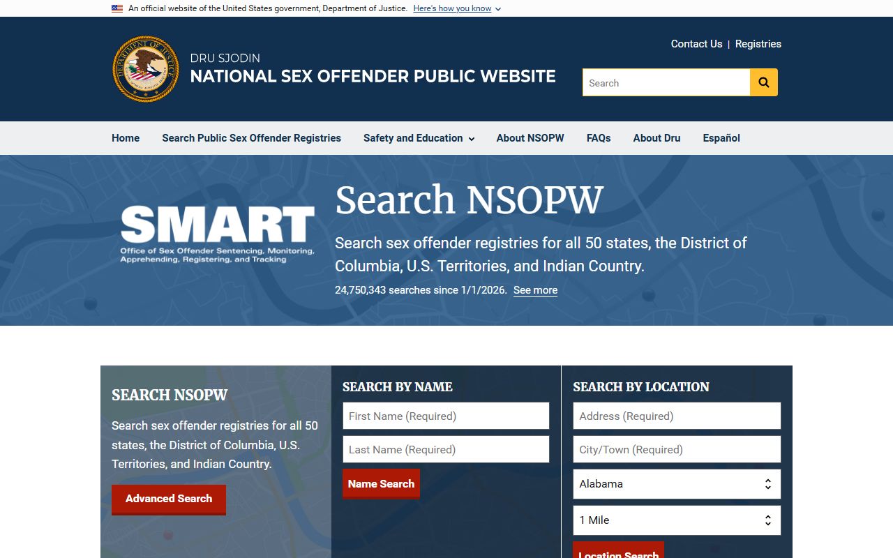 National Sex Offender Public Website search including Michigan jail mugshots