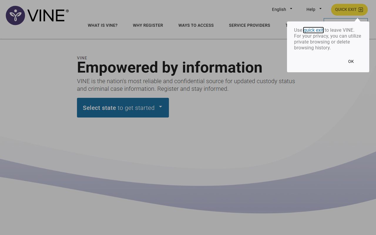 VINELink search page for Michigan jail mugshots and inmate status